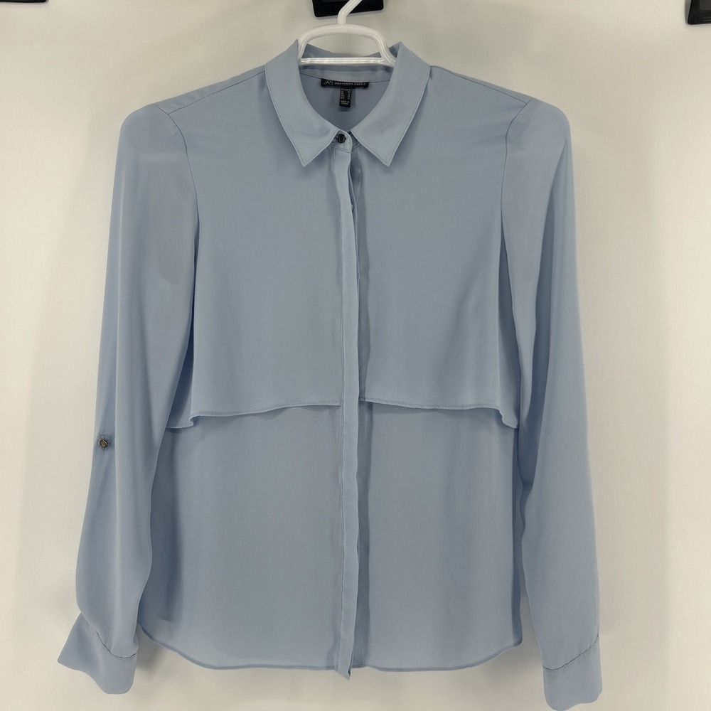 Adrianna Papell Blouse Shirt Top Women's 8 Button Up Roll Up Business Office